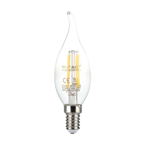 V-TAC LED žárovka E14 C37 4W teplá bílá "s plamenem"