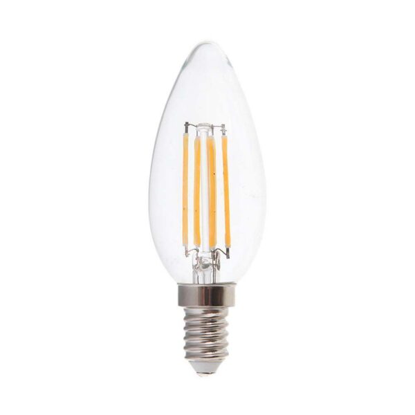 V-TAC LED žárovka E14 C37 6W teplá bílá filament