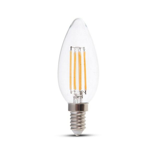 V-TAC LED žárovka E14 C37 4W teplá bílá
