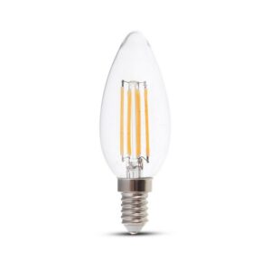 V-TAC LED žárovka E14 C37 6W teplá bílá