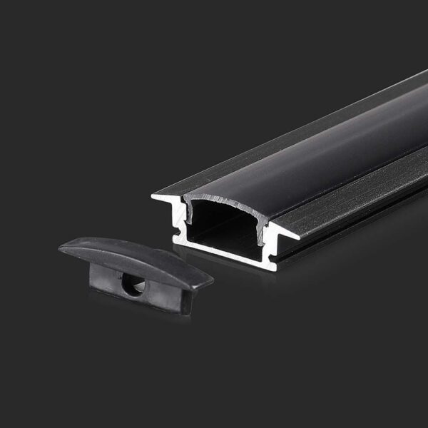 V-TAC hliníkový profil pro LED pásek 2000x24,7x7mm černý zapuštěný - 2m