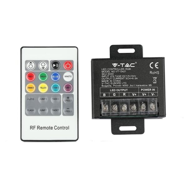 V-TAC RGB ovladač 12V-24V 3x6,6A RF