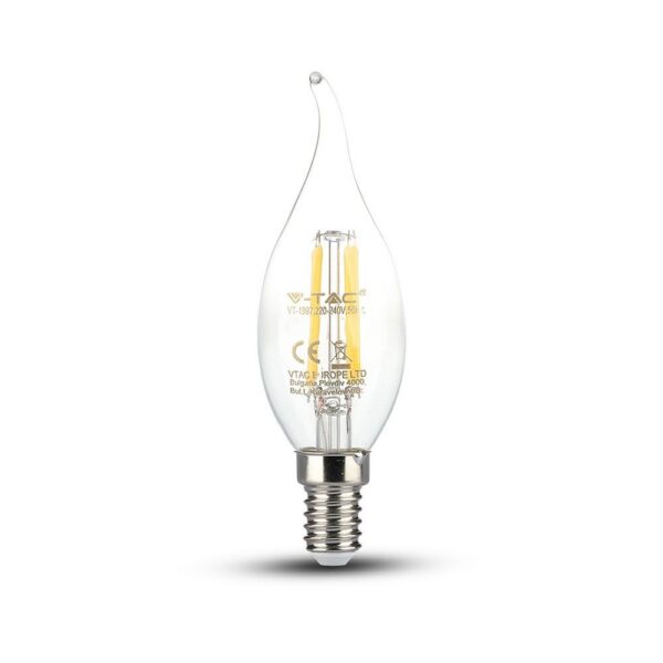 V-TAC LED žárovka E14 C37 4W 2700K stmívatelná s plamínkem