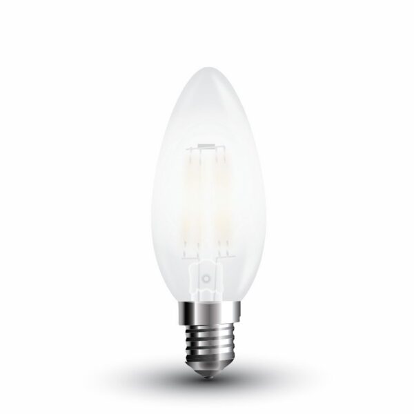 V-TAC LED žárovka E14 C37 4W teplá bílá