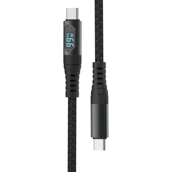 V-TAC POWER USB kabel USB-C-C 1m černý s displejem